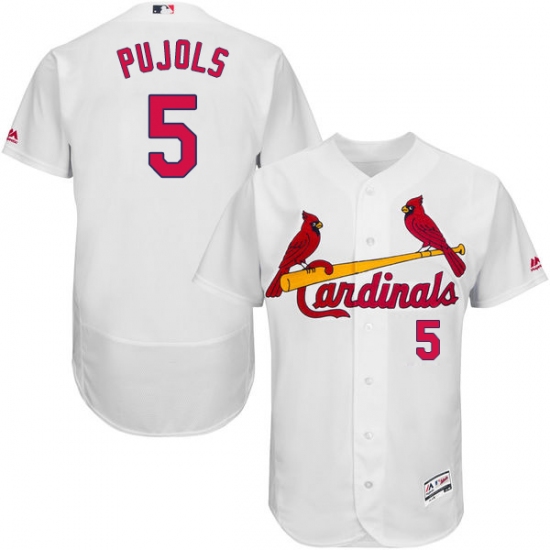 Men's Majestic St. Louis Cardinals #5 Albert Pujols White Home Flex Base Authentic Collection MLB Jersey - Ujersey