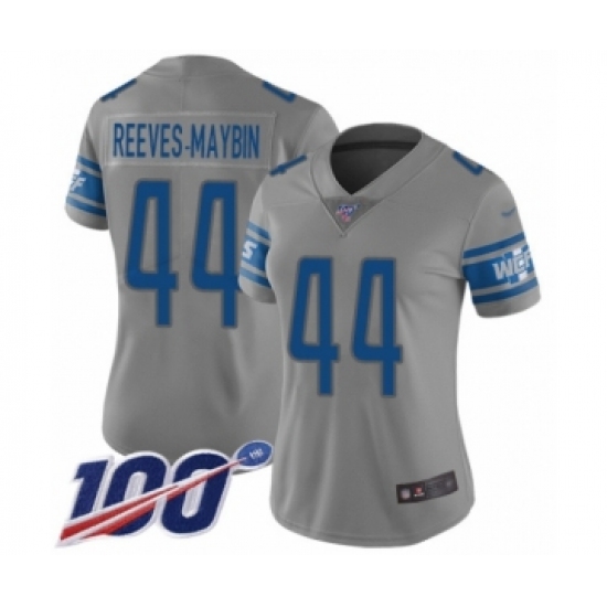 Women's Detroit Lions #44 Jalen Reeves-Maybin Limited Gray Inverted Legend 100th Season Football Jersey - Ujersey