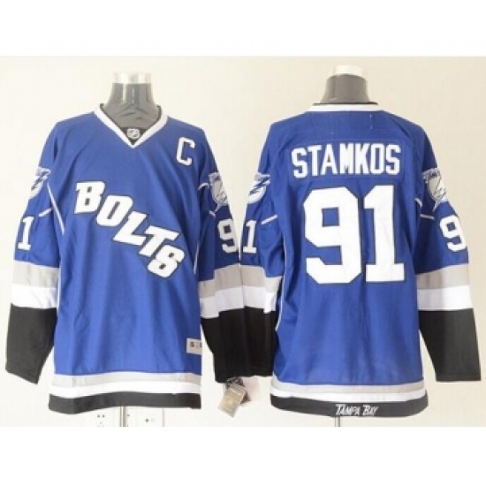 Men's Tampa Bay Lightning #91 Steven Stamkos Blue Third Stitched NHL Jersey - Ujersey