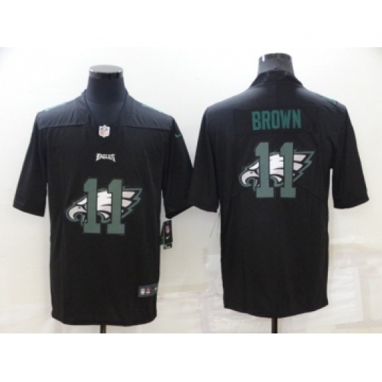 Men's Philadelphia Eagles #11 A. J. Brown Black Shadow Logo Limited Stitched Jersey - Ujersey