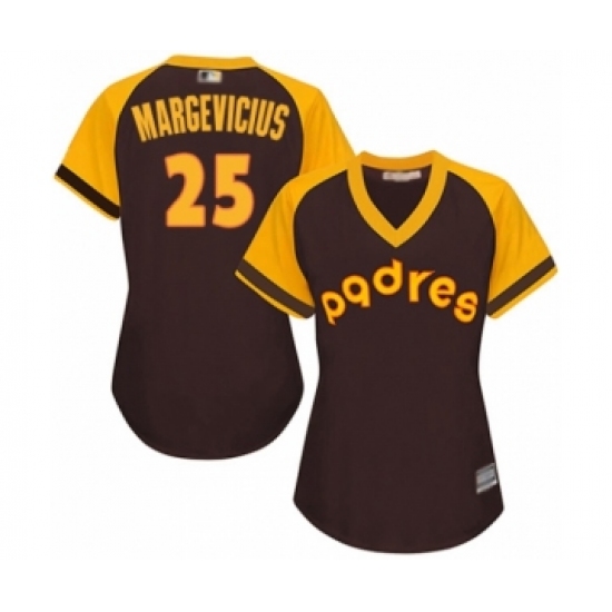 Women's San Diego Padres #25 Nick Margevicius Authentic Brown Alternate Cooperstown Cool Base Baseball Player Jersey - Ujersey