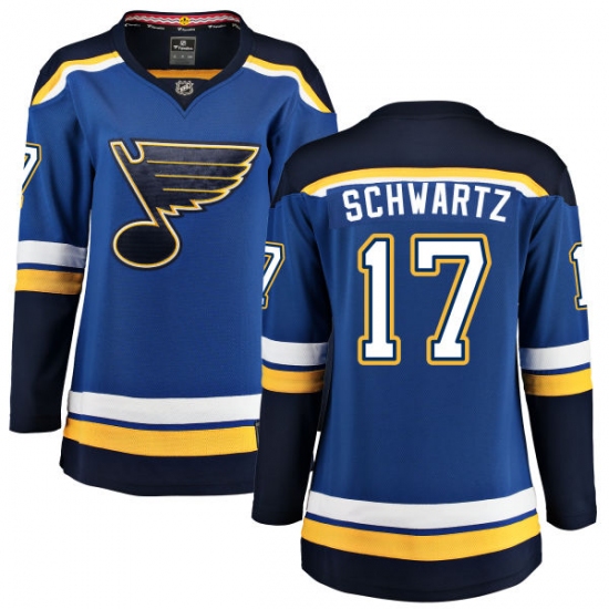 Women's St. Louis Blues #17 Jaden Schwartz Fanatics Branded Royal Blue Home Breakaway NHL Jersey