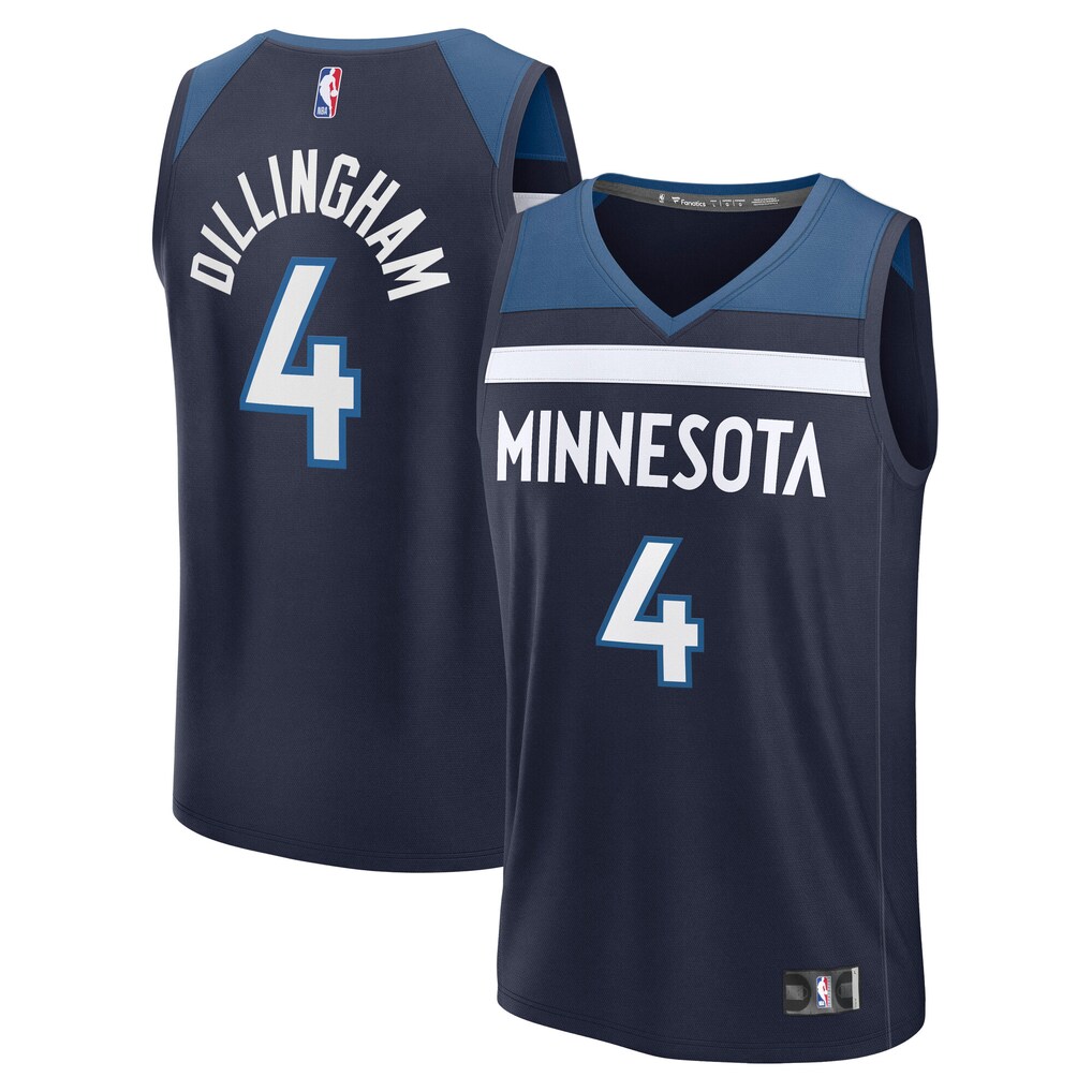Men's Minnesota Timberwolves Rob Dillingham Fanatics Navy Fast Break Replica Jersey - Icon Edition - SUjersey01