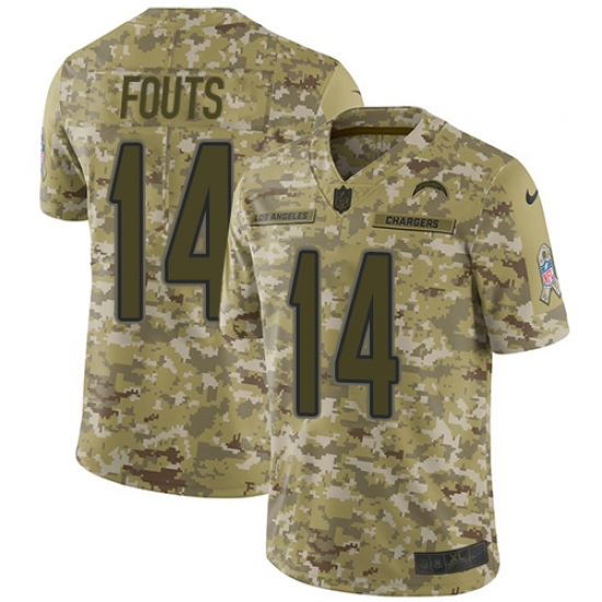 Youth Nike Los Angeles Chargers #14 Dan Fouts Limited Camo 2018 Salute to Service NFL Jersey - Ujersey