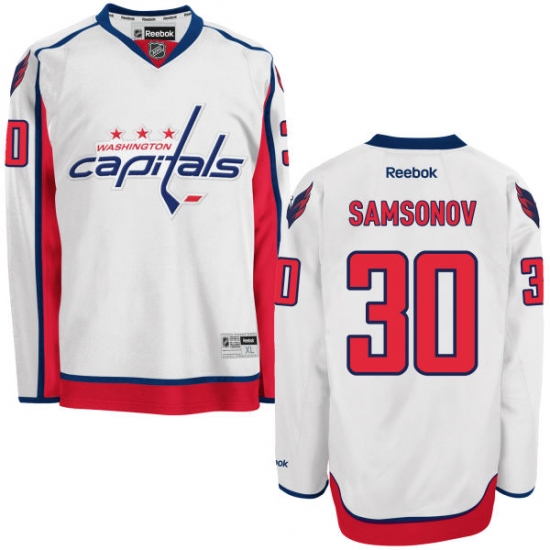 Youth Reebok Washington Capitals #30 Ilya Samsonov Authentic White Away NHL Jersey - Ujersey