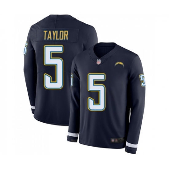 Men's Los Angeles Chargers #5 Tyrod Taylor Limited Navy Blue Therma Long Sleeve Football Jersey - Ujersey