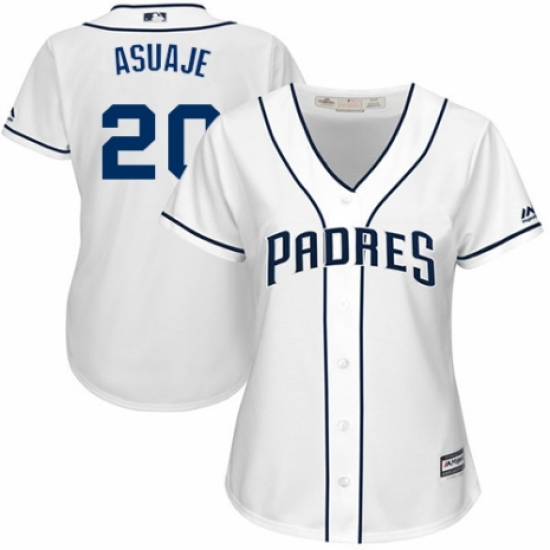 Women's Majestic San Diego Padres #20 Carlos Asuaje Authentic White Home Cool Base MLB Jersey - Ujersey