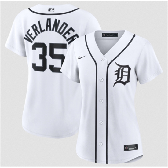 Women's Detroit Tigers #35 Justin Verlander White 2026 Cool Base Stitched Baseball Jersey(Run Small) - Ujersey