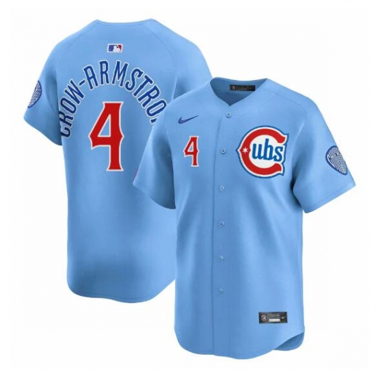 Men's Chicago Cubs #4 Pete Crow-Armstrong Blue 2024-25 2nd Alternate Limited Stitched Baseball Jersey - Ujersey
