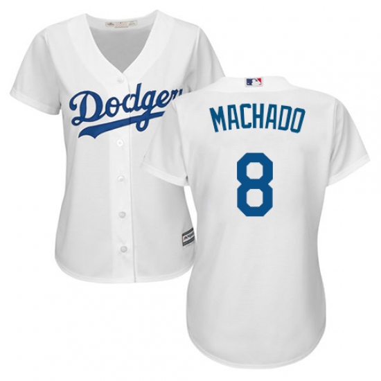 Women's Majestic Los Angeles Dodgers #8 Manny Machado Authentic White Home Cool Base MLB Jersey - Ujersey