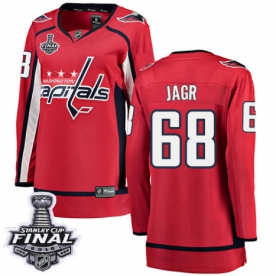 Women's Washington Capitals #68 Jaromir Jagr Fanatics Branded Red Home Breakaway 2018 Stanley Cup Final NHL Jersey