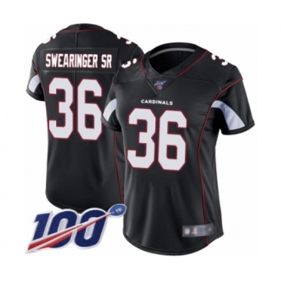 Women's Arizona Cardinals #36 D.J. Swearinger SR Black Alternate Vapor Untouchable Limited Player 100th Season Football Jersey - Ujersey