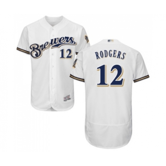 Men's Milwaukee Brewers #12 Aaron Rodgers White Alternate Flex Base Authentic Collection Baseball Jersey - Ujersey