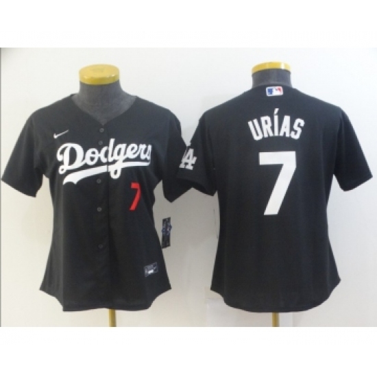 Women's Los Angeles Dodgers #7 Julio Urias Black Stitched MLB Jersey(Run Small) - Ujersey
