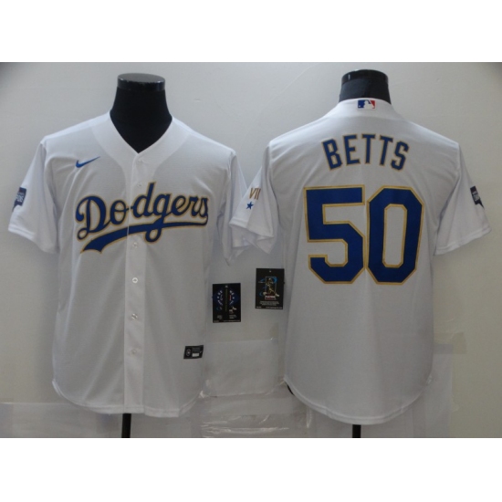 Men's Nike Los Angeles Dodgers #50 Mookie Betts White World Series Champions Jersey - Ujersey