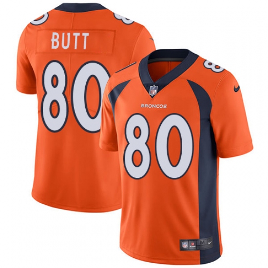Men's Nike Denver Broncos #80 Jake Butt Orange Team Color Vapor Untouchable Limited Player NFL Jersey - Ujersey