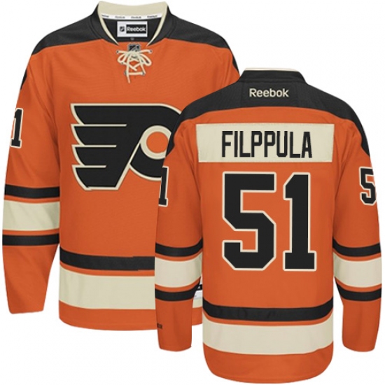 Men's Reebok Philadelphia Flyers #51 Valtteri Filppula Premier Orange New Third NHL Jersey