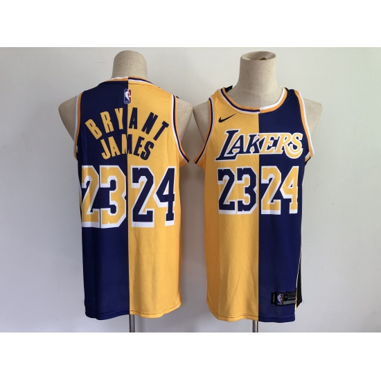 Men's Los Angeles Lakers Purple Gold Kobe Bryant Split Special Mamba And La King Jersey - Ujersey