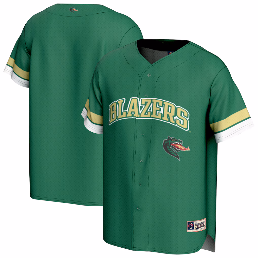 Youth GameDay Greats Green UAB Blazers Baseball Jersey - Ujersey Shop