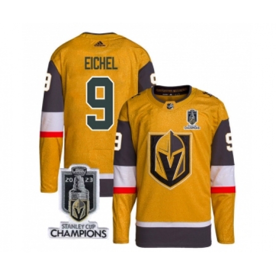 Men's Vegas Golden Knights #9 Jack Eichel Gold 2023 Stanley Cup Champions Stitched Jersey - Ujersey