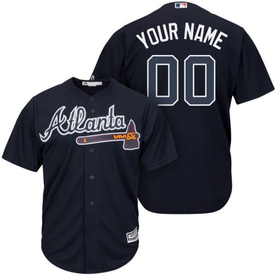 Men's Atlanta Braves Majestic Navy Alternate Cool Base Custom Jersey - Ujersey