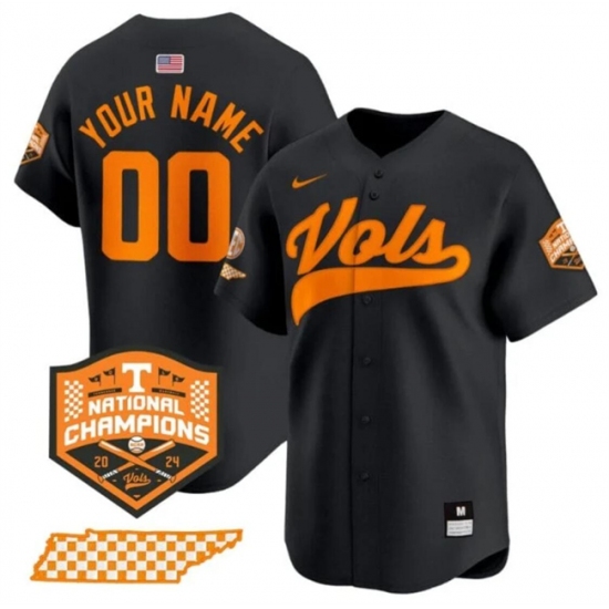 Men's Tennessee Volunteers Active Player Custom Black 2024 Champions Vapor Limited Stitched Jersey - Ujersey