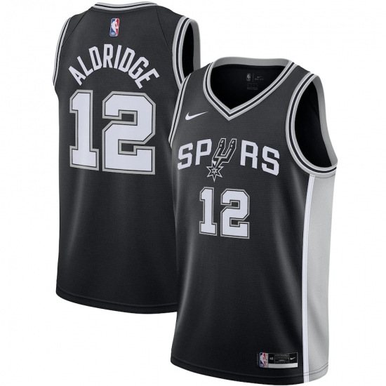 Men's San Antonio Spurs #12 LaMarcus Aldridge Nike Black 2020-21 Swingman Jersey - Ujersey