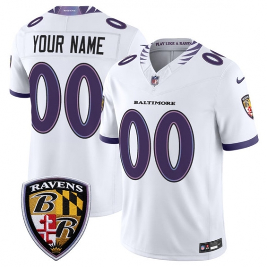 Men's Baltimore Ravens Active Player Custom White 2026 F.U.S.E. Vapor Limited Football Stitched Jersey - Ujersey