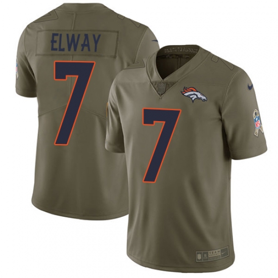 Youth Nike Denver Broncos #7 John Elway Limited Olive 2017 Salute to Service NFL Jersey - Ujersey