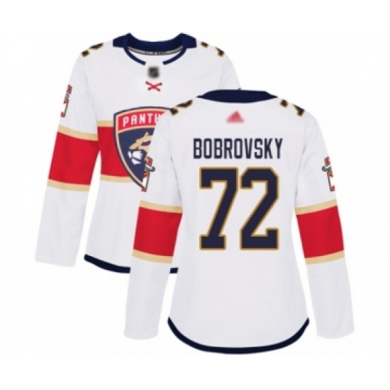 Women's Florida Panthers #72 Sergei Bobrovsky Authentic White Away Hockey Jersey - Ujersey