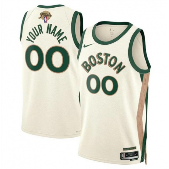 Men's Boston Celtics Active Player Custom Cream 2024 Finals City Edition Stitched Basketball Jersey - Ujersey