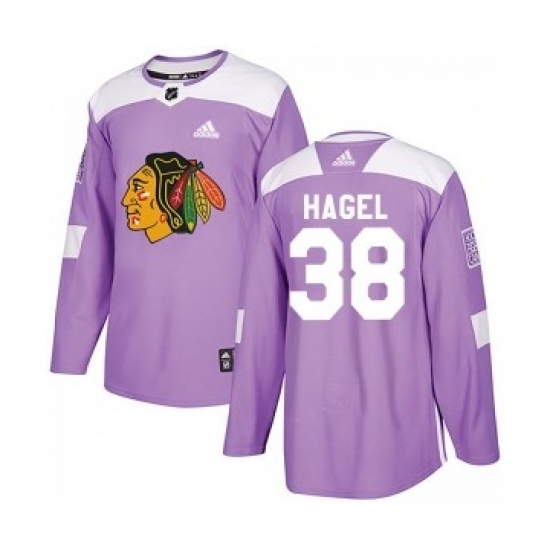 Men's Chicago Blackhawks #38 Brandon Hagel Adidas Authentic Fights Cancer Practice Purple Jersey