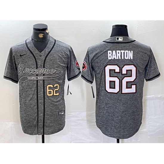 Men's Tampa Bay Buccaneers #62 Graham Barton Grey Gridiron With Cool Base Stitched Baseball Jerseys