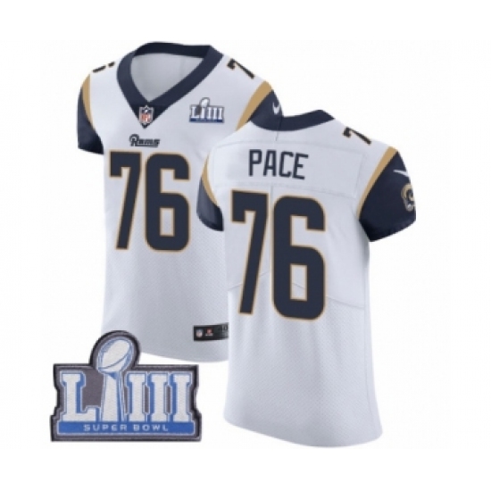 Men's Nike Los Angeles Rams #76 Orlando Pace White Vapor Untouchable Elite Player Super Bowl LIII Bound NFL Jersey - Ujersey