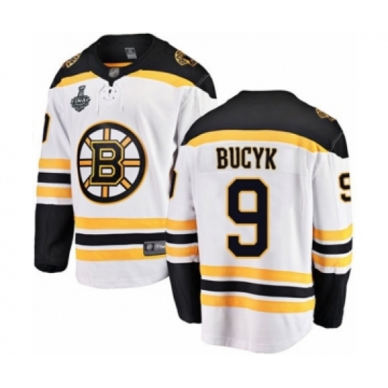 Youth Boston Bruins #9 Johnny Bucyk Authentic White Away Fanatics Branded Breakaway 2019 Stanley Cup Final Bound Hockey Jersey - Ujersey