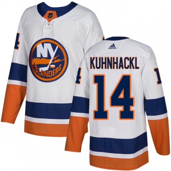 Youth Adidas New York Islanders #14 Tom Kuhnhackl Authentic White Away NHL Jersey - Ujersey