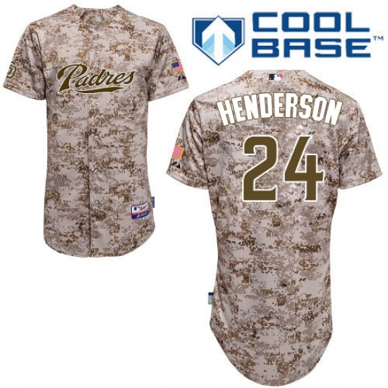 Men's Majestic San Diego Padres #24 Rickey Henderson Authentic Camo Alternate 2 Cool Base MLB Jersey - Ujersey