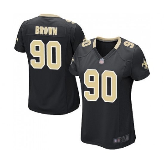 Women's New Orleans Saints #90 Malcom Brown Game Black Team Color Football Jersey - Ujersey