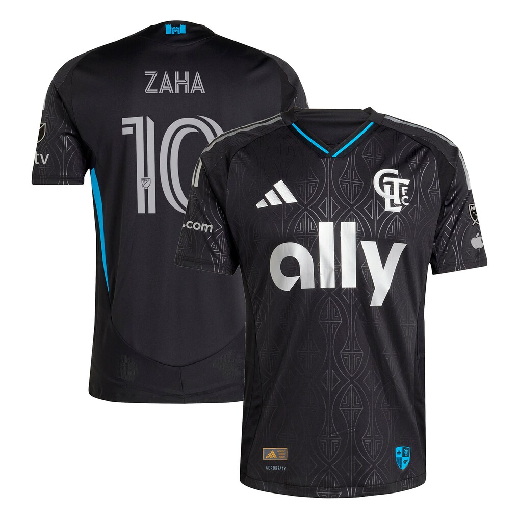 Men's Charlotte FC Wilfried Zaha adidas Black 2025 Fortress Kit Authentic Player Jersey - Ujersey