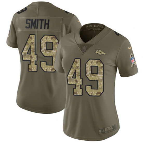 Women's Nike Denver Broncos #49 Dennis Smith Limited Olive/Camo 2017 Salute to Service NFL Jersey