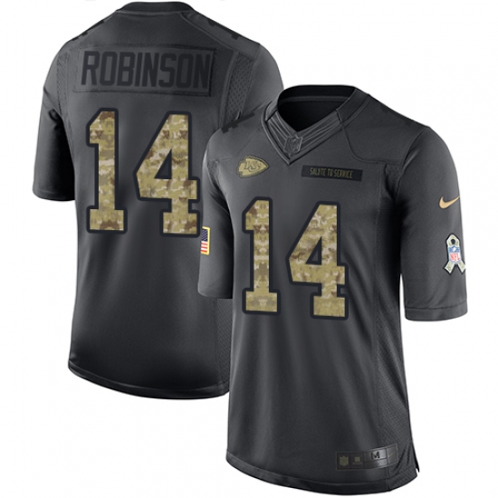 Youth Nike Kansas City Chiefs #14 Demarcus Robinson Limited Black 2016 Salute to Service NFL Jersey - Ujersey