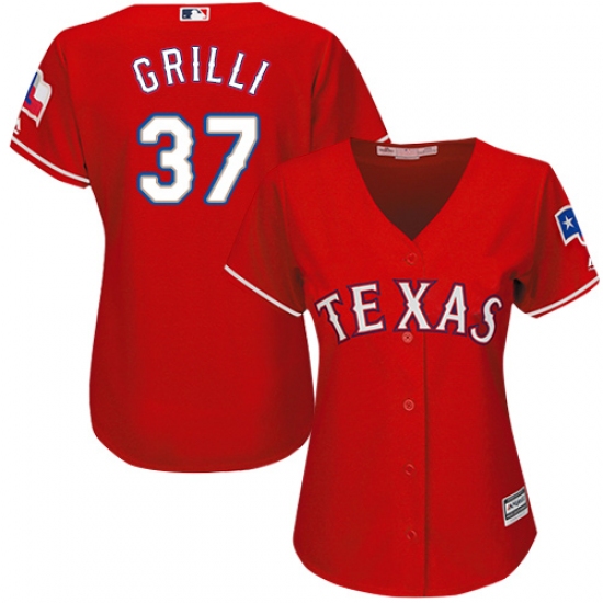 Women's Majestic Texas Rangers #37 Jason Grilli Replica Red Alternate Cool Base MLB Jersey - Ujersey