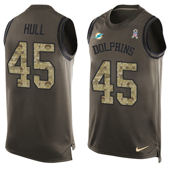 Men's Nike Miami Dolphins #45 Mike Hull Limited Green Salute to Service Tank Top NFL Jersey - Ujersey