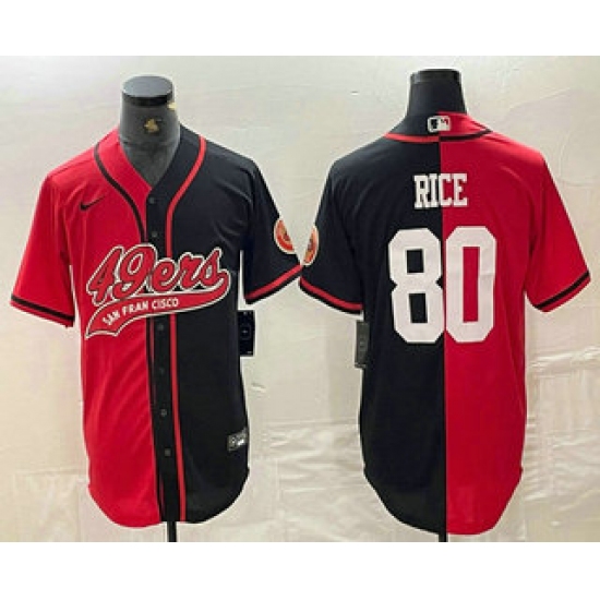Men's San Francisco 49ers #80 Jerry Rice Red Black Two Tone Cool Base Stitched Baseball Jersey - Ujersey