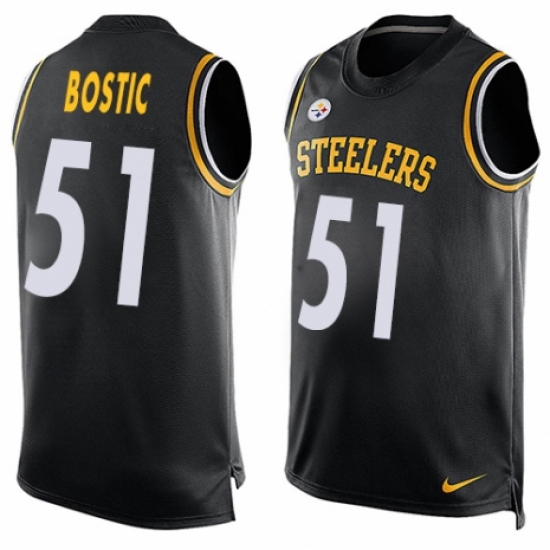Men's Nike Pittsburgh Steelers #51 Jon Bostic Limited Black Player Name & Number Tank Top NFL Jersey - Ujersey