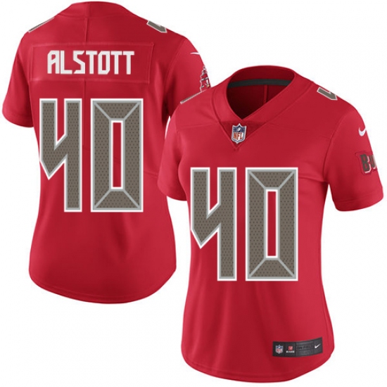 Women's Nike Tampa Bay Buccaneers #40 Mike Alstott Limited Red Rush Vapor Untouchable NFL Jersey - Ujersey