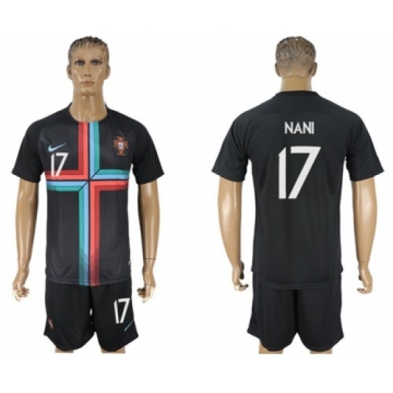 Portugal #17 Nani Black Training Soccer Country Jersey