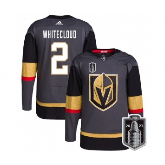 Men's Vegas Golden Knights #2 Zach Whitecloud Gray 2023 Stanley Cup Final Stitched Jersey - Ujersey