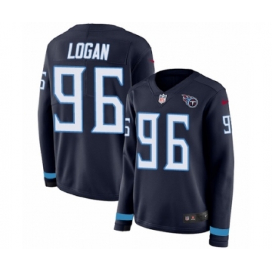 Women's Nike Tennessee Titans #96 Bennie Logan Limited Navy Blue Therma Long Sleeve NFL Jersey - Ujersey