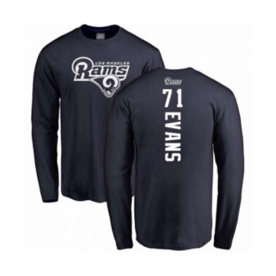Football Los Angeles Rams #71 Bobby Evans Navy Blue Backer Long Sleeve T-Shirt - Ujersey